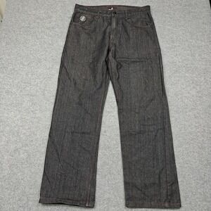 Red Ape Jeans Mens 34x32 Gray Dark Wash Regular Straight Denim Embroidered Pants
